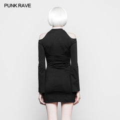 OPQ-304 Mystery Hollow Out Moon Pattern Strapless Gothic Dress?-??Punk Rave Clothing