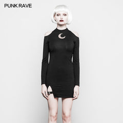 OPQ-304 Mystery Hollow Out Moon Pattern Strapless Gothic Dress?-??Punk Rave Clothing
