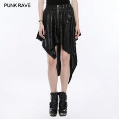 WQ-351 Asymmetric Layering Knitted Punk Skirt For Women?-??Punk Rave Clothing