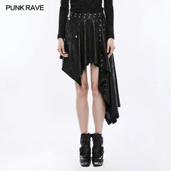 WQ-351 Asymmetric Layering Knitted Punk Skirt For Women?-??Punk Rave Clothing
