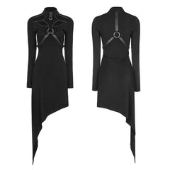 WQ-365 Asymmetrical black Harness Design Knit Punk Dress?-??Punk Rave Clothing