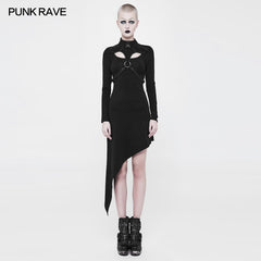WQ-365 Asymmetrical black Harness Design Knit Punk Dress?-??Punk Rave Clothing