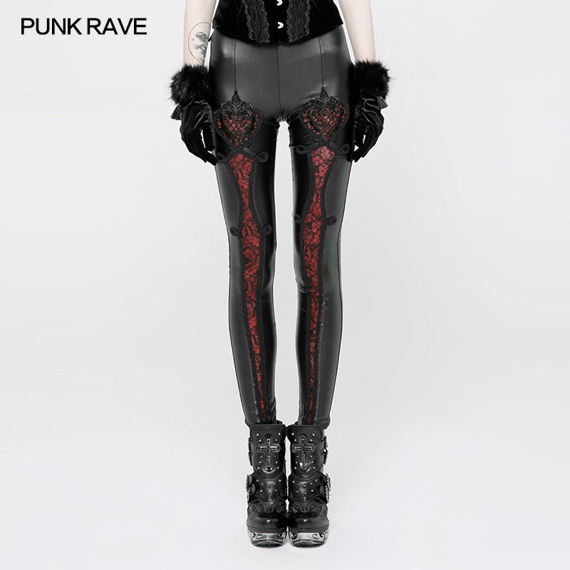 WK-328 Vampire Sweet Love Leather Gothic Leggings?-??Punk Rave Clothing