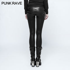 K-306 Skinny Thin Strapped Punk Pants Leather Leggings With Loops?-??Punk Rave Clothing