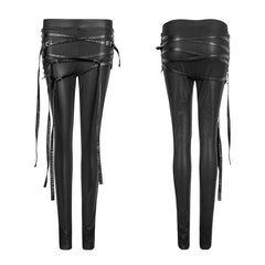 K-306 Skinny Thin Strapped Punk Pants Leather Leggings With Loops?-??Punk Rave Clothing