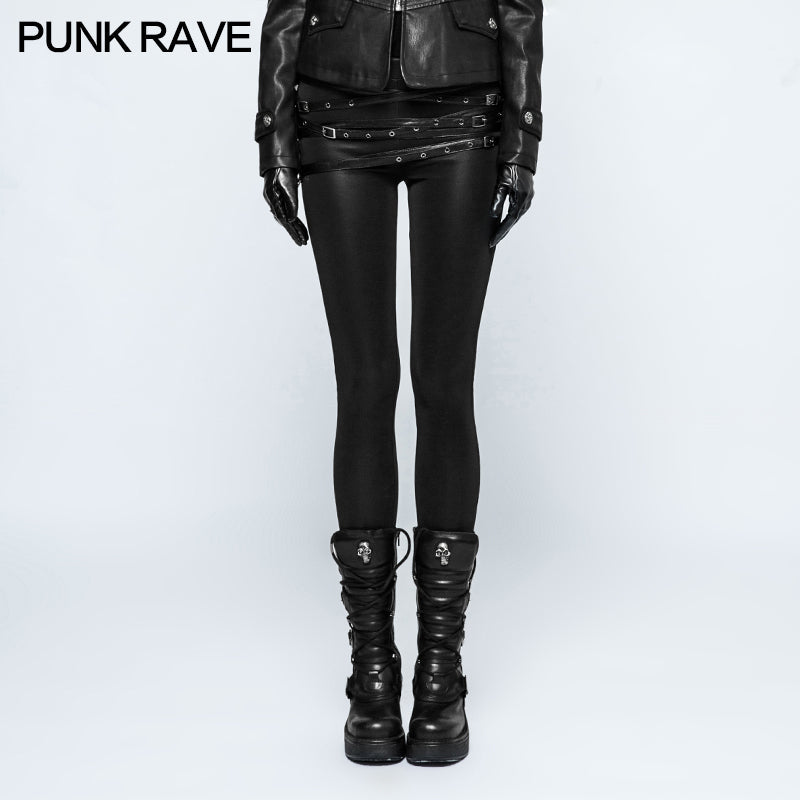 K-306 Skinny Thin Strapped Punk Pants Leather Leggings With Loops?-??Punk Rave Clothing