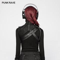 WS-260 Steampunk Embossed Leather Collar And Shoulder Harness Accessories For Women?-??Punk Rave Clothing
