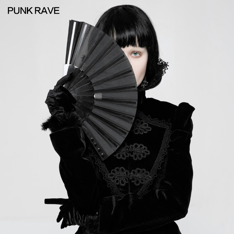 WS-268 black Rivet Handheld Fold Fan Punk Accessories?-??Punk Rave Clothing