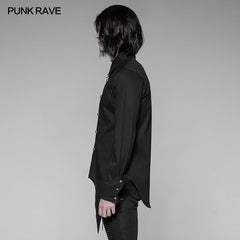 WY-907 Mens Asymmetric Simple Gothic Shirt With Unique Cuff Design?-??Punk Rave Clothing