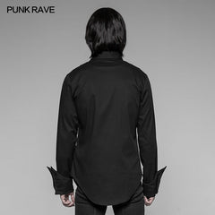 WY-907 Mens Asymmetric Simple Gothic Shirt With Unique Cuff Design?-??Punk Rave Clothing