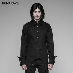 WY-907 Mens Asymmetric Simple Gothic Shirt With Unique Cuff Design?-??Punk Rave Clothing