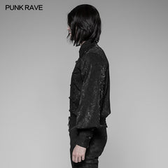 OY-912 Mens Jacquard Pleated Front Gothic Shirt?-??Punk Rave Clothing