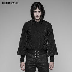 OY-912 Mens Jacquard Pleated Front Gothic Shirt?-??Punk Rave Clothing