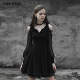 OPQ-365 Strapless Chiffon Yarn V-collar Punk Dress For Women?-??Punk Rave Clothing