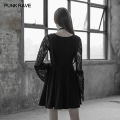 OPQ-391 Womens Lace Sleeves Punk Dress With Straps Design?-??Punk Rave Clothing