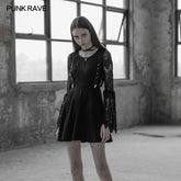 OPQ-391 Womens Lace Sleeves Punk Dress With Straps Design?-??Punk Rave Clothing