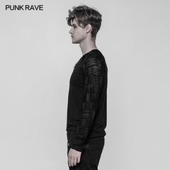 WT-524 Mens Raglan Sleeve Knit Punk T-shirt?-??Punk Rave Clothing