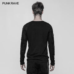 WT-524 Mens Raglan Sleeve Knit Punk T-shirt?-??Punk Rave Clothing