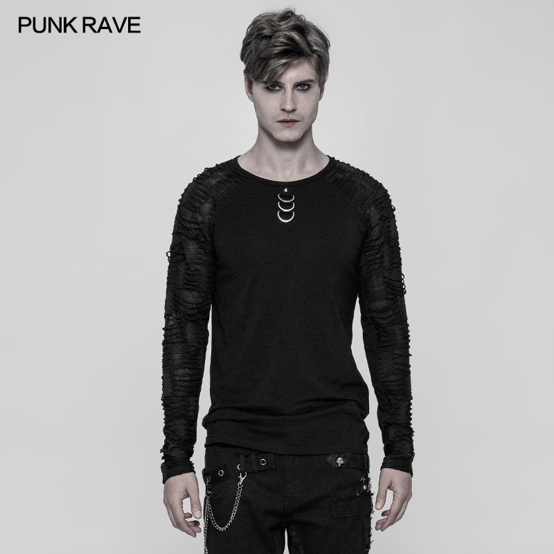 WT-524 Mens Raglan Sleeve Knit Punk T-shirt?-??Punk Rave Clothing