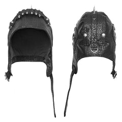 WS-271 Mens Punk Bullet Rivet Decorative Leather Pilot Cap?-??Punk Rave Clothing