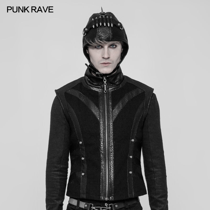 WS-271 Mens Punk Bullet Rivet Decorative Leather Pilot Cap?-??Punk Rave Clothing