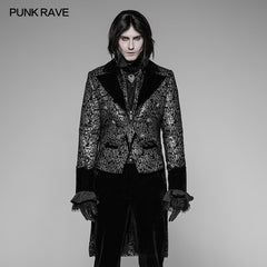 WY-922 Gothic Metal Texture Jacquard Swallow Tail Coat Jacket?-??Punk Rave Clothing
