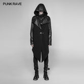 WY-941 Dark Punk Leather Crack Knit Stitching Hooded Cardigan?-??Punk Rave Clothing