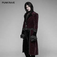 WY-942 Gothic Dark Rose Printed Velvet Swallowtail Coat Jacket?-??Punk Rave Clothing