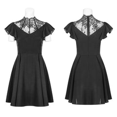 OPQ-333 Elegant Lace Stitching Chiffon V-collar Gothic Dress?-??Punk Rave Clothing