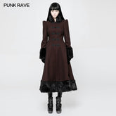 OY-893 Gothic black-Red Woolen Long Winter Coat Decorated With Imitation Fur?-??Punk Rave Clothing