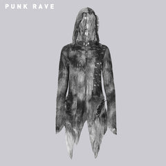 M-009 black And Smoky Grey Translucent Long Sleeve Gothic Coat?-??Punk Rave Clothing