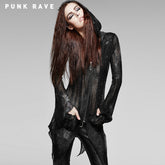 M-009 black And Smoky Grey Translucent Long Sleeve Gothic Coat?-??Punk Rave Clothing