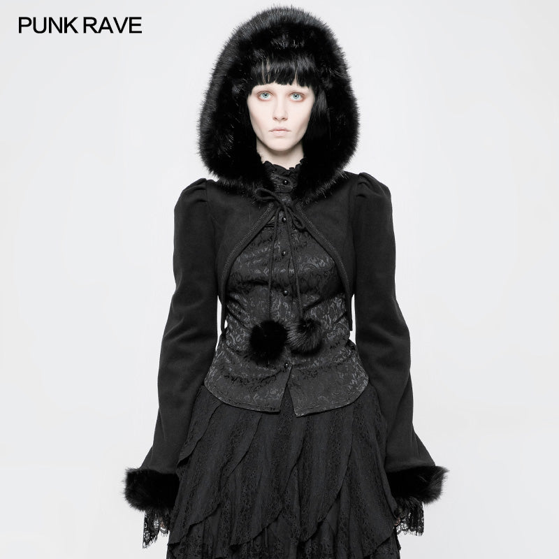 WLY-079 Lolita Soft Woolen Hooded Bolero Lovely Short Coat?-??Punk Rave Clothing