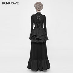 WQ-361 Victorian Steampunk Long Linen Lace Up Corset Suspender Dress?-??Punk Rave Clothing