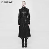 WY-896 Punk Darkness Stand-Collar Leather Long Coat For Women?-??Punk Rave Clothing