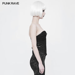 WY-884 Punk Military Uniform Striped Steel Boned Overbust Corset?-??Punk Rave Clothing