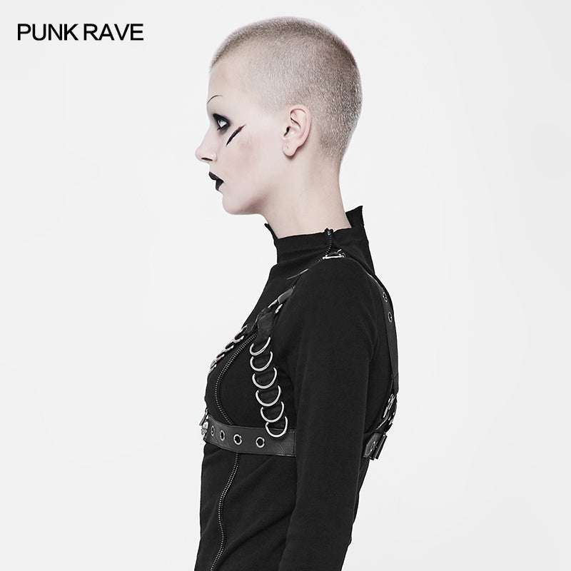WS-257 Punk Metal Leather Chest Harness Accessories?-??Punk Rave Clothing