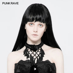 WS-261 Gothic Dark Rose Tassel Necklace Choker Accessories?-??Punk Rave Clothing