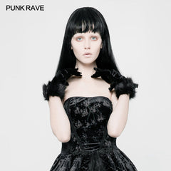 WLS-051 Lolita Imitation Rabbit Fur Tassel Velvet Gloves Accessories?-??Punk Rave Clothing