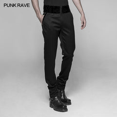 WK-333 Dracula Gothic Pants Dark Stripes Trousers With Velvet Print Waistband?-??Punk Rave Clothing