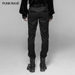 WK-333 Dracula Gothic Pants Dark Stripes Trousers With Velvet Print Waistband?-??Punk Rave Clothing