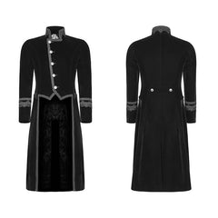 WY-950 Gothic Dark black Printed Velvet Swallowtail Coat Jacket?-??Punk Rave Clothing