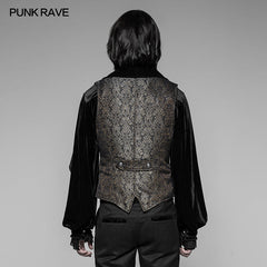 WY-938 Gorgeous Royal Court Dark Gold Jacquard Waistcoat Gothic Vest?-??Punk Rave Clothing