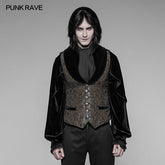 WY-938 Gorgeous Royal Court Dark Gold Jacquard Waistcoat Gothic Vest?-??Punk Rave Clothing