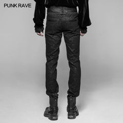 WK-341 Dracula Dark Gothic Embossing Trousers Gorgeous Straight Pants?-??Punk Rave Clothing