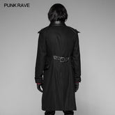WY-915 Mens Punk Uniform Stand Collar Leather Woven Coat?-??Punk Rave Clothing