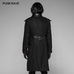 WY-915 Mens Punk Uniform Stand Collar Leather Woven Coat?-??Punk Rave Clothing