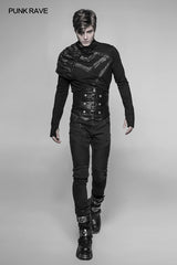 WS-277 Mens Punk Personality Girdle Leather Buckle Strap Zipper Rough Underwaist Corset?-??Punk Rave Clothing