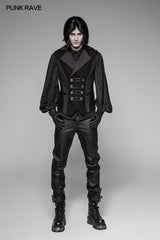 WY-945 Vintage Coffee Twill Gothic Waistcoat Dark Suit Vest With Double Row Snap Buttons?-??Punk Rave Clothing