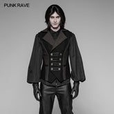 WY-945 Vintage Coffee Twill Gothic Waistcoat Dark Suit Vest With Double Row Snap Buttons?-??Punk Rave Clothing